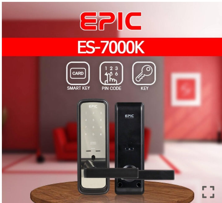 EPIC ES-7000K Handle-Type Smart Lock – PIN, IC Card & Emergency Key Access with Auto Lock