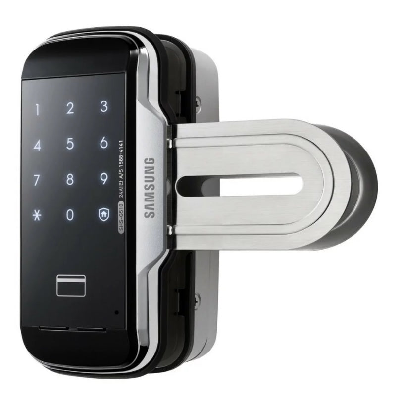 Samsung SHS‑G517 Smart Glass Door Lock – Keyless Push/Pull with PIN & RFID