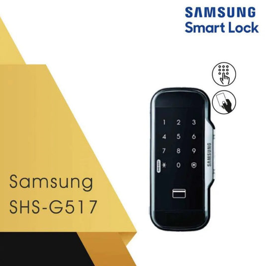 Samsung SHS‑G517 Smart Glass Door Lock – Keyless Push/Pull with PIN & RFID