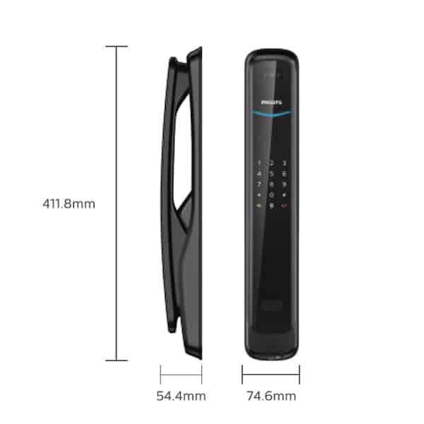 Philips Smart Door Lock with 3D Face Unlock – DDL702‑8HWS, (Black / Copper)