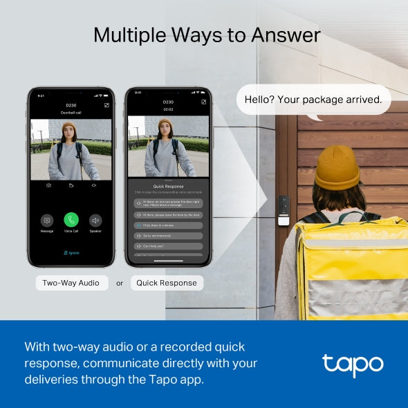 Tapo D230S - Smart Battery-Powered Video Doorbell with 2K Camera & AI Detection