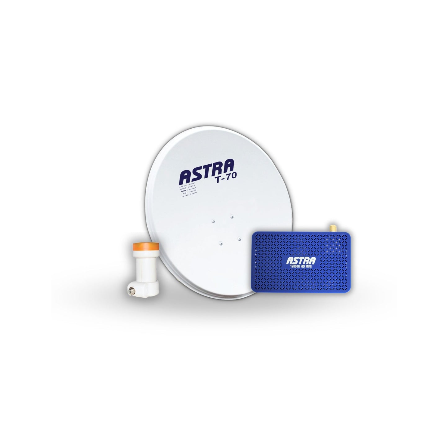 System Satellite Receiver ( Receiver ASTRA 12800 MINI HD + LNB 1 PORT + Satellite Dish 70 Cm)