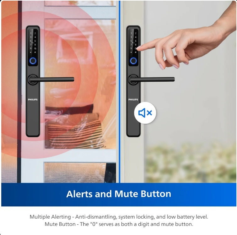 Philips DDL608‑5HWS Slim Smart Door Lock (Fingerprint + PIN + RFID + Wi‑Fi Control)