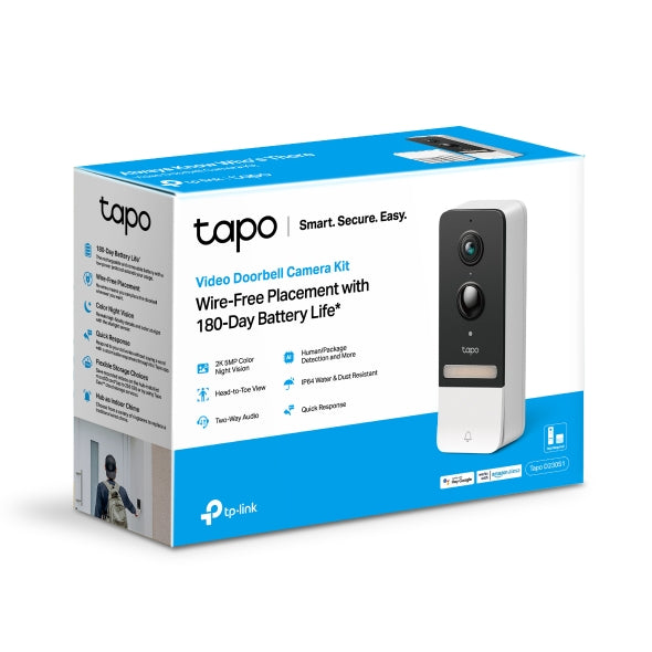 Tapo D230S - Smart Battery-Powered Video Doorbell with 2K Camera & AI Detection