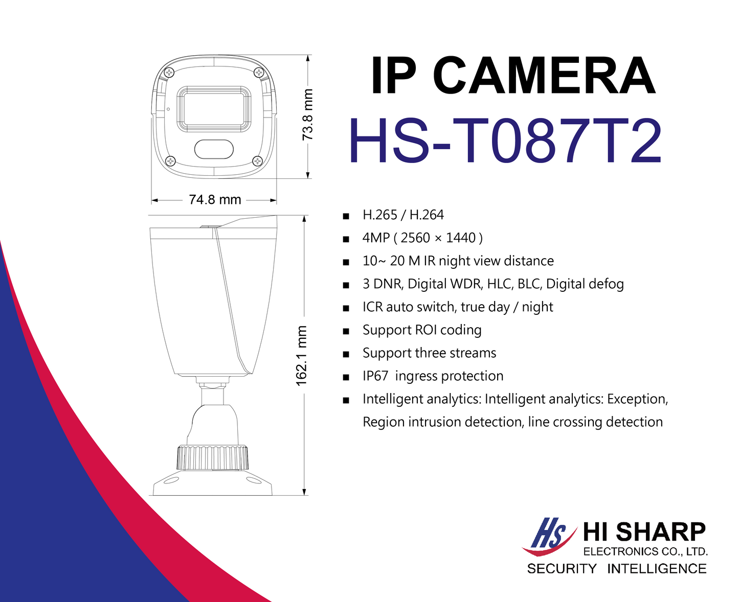 Hi Sharp,HS-T087T2, IP Camera, Security Camera